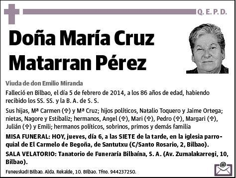 MATARRAN PEREZ,MARIA CRUZ