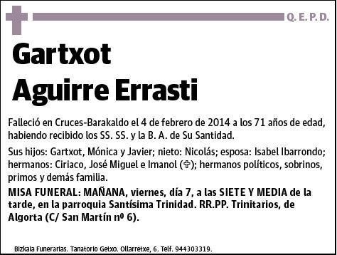 AGUIRRE ERRASTI,GARTXOT