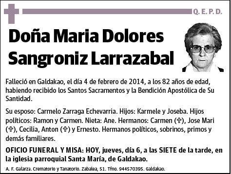 SANGRONIZ LARRAZABAL,MARIA DOLORES