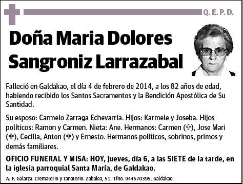 SANGRONIZ LARRAZABAL,MARIA DOLORES