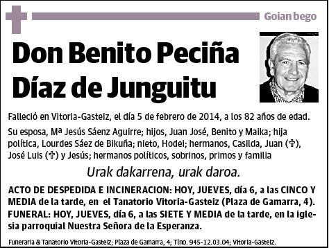 PECIÑA DIAZ DE JUNGUITU,BENITO