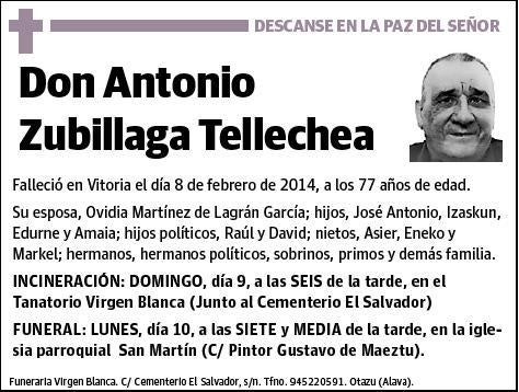 ZUBILLAGA TELLECHEA,ANTONIO