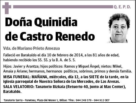 DE CASTRO RENEDO,QUINIDIA