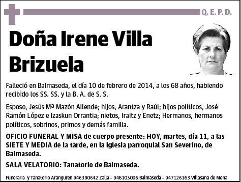 VILLA BRIZUELA,IRENE