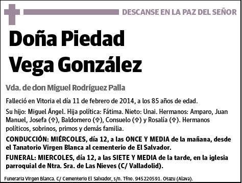 VEGA GONZALEZ,PIEDAD