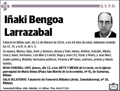 BENGOA LARRAZABAL,IÑAKI