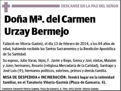 URZAY BERMEJO,Mª DEL CARMEN