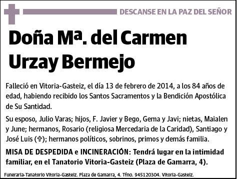 URZAY BERMEJO,Mª DEL CARMEN