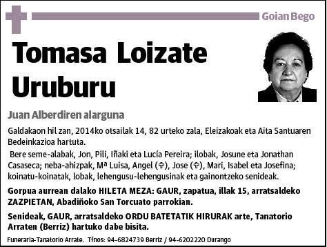 LOIZATE URUBURU,TOMASA