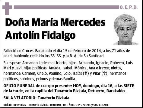 ANTOLIN FIDALGO,MARIA MERECEDES