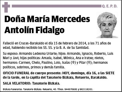 ANTOLIN FIDALGO,MARIA MERECEDES