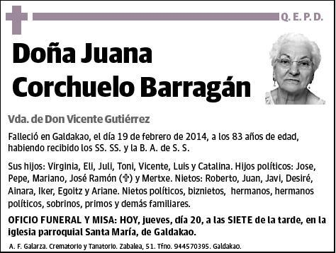 CORCHUELO BARRAGAN,JUANA