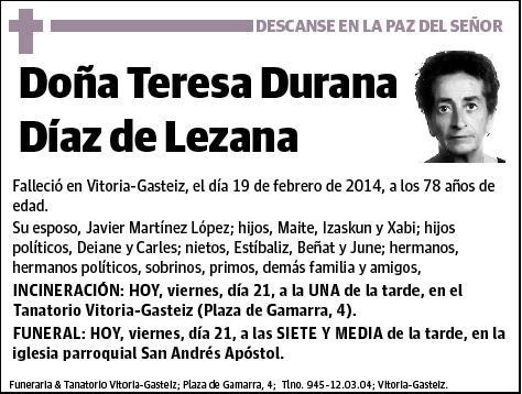 DURANA DIAZ DE LEZANA,TERESA