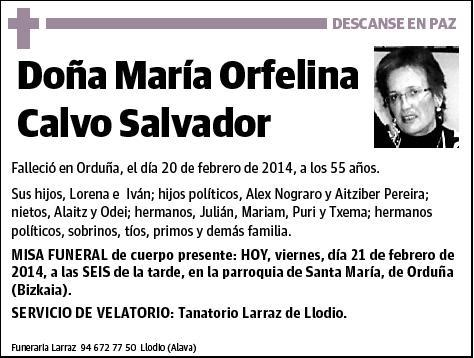 CALVO SALVADOR,MARIA ORFELINA