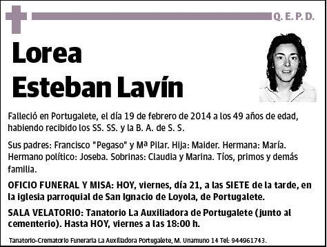 ESTEBAN LAVIN,LOREA