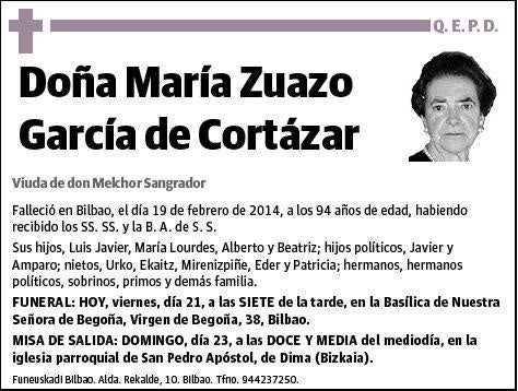 ZUAZO GARCIA DE CORTAZAR,MARIA