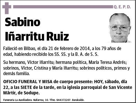 IÑARRITU RUIZ,SABINO