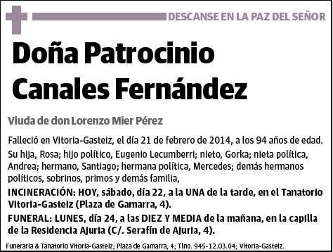 CANALES FERNANDEZ,PATROCINIO