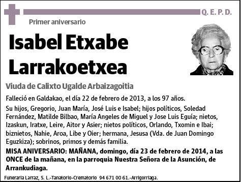 ETXABE LARRAKOETXEA,ISABEL