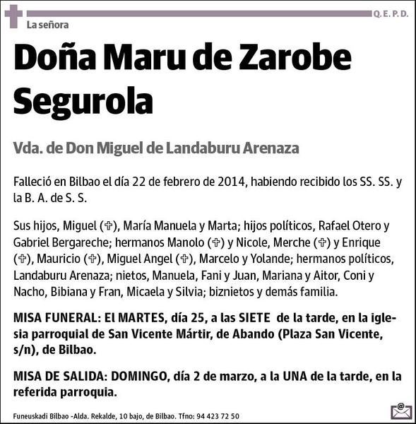 DE ZAROBE SEGUROLA,MARU