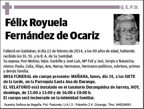 ROYUELA FERNANDEZ DE OCARIZ,FELIX