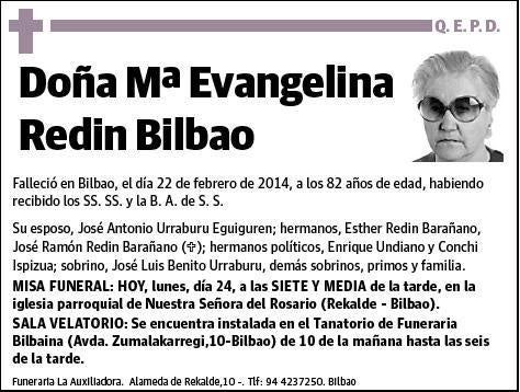 REDIN BILBAO,MARIA EVANGELINA