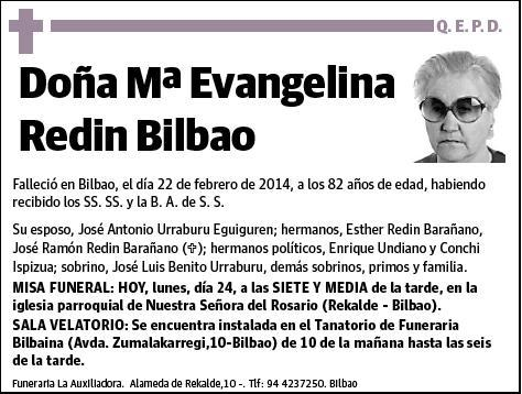 REDIN BILBAO,MARIA EVANGELINA