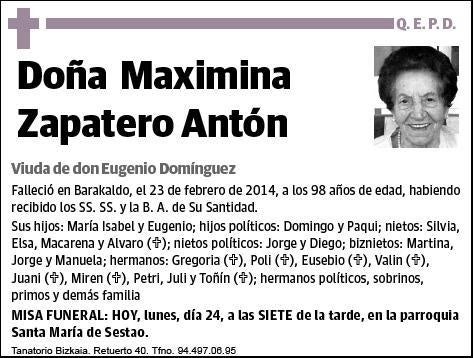 ZAPATERO ANTON,MAXIMINA