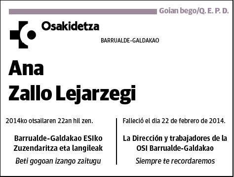 ZALLO LEJARZEGI,ANA