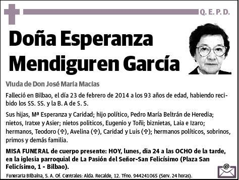 MENDIGUREN GARCIA,ESPERANZA