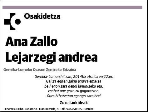 ZALLO LEJARZEGI,ANA