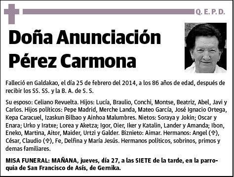 PEREZ CARMONA,ANUNCIACION