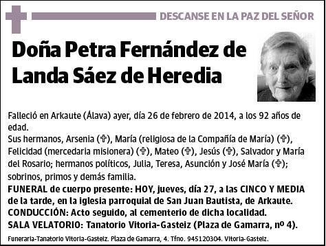 FERNANDEZ DE LANDA,SAEZ DE HEREDIA,PETRA