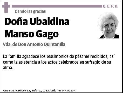 MANSO GAGO,UBALDINA