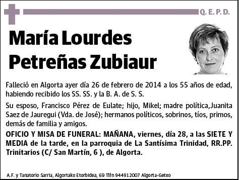 PETREÑAS ZUBIAUR,MARIA LOURDES