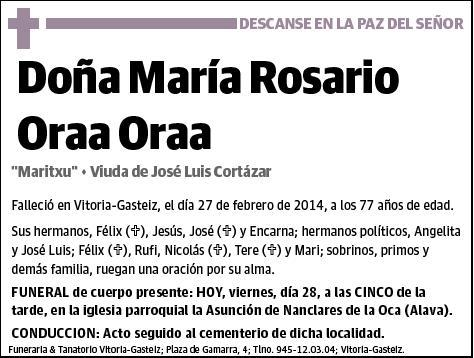 ORAA ORAA,MARIA ROSARIO