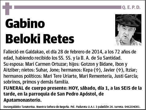 BELOKI RETES,GABINO