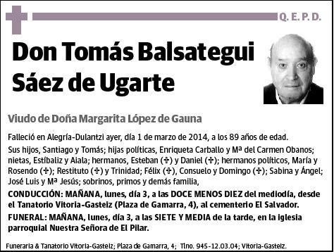 BALSATEGUI SAEZ DE UGARTE,TOMAS