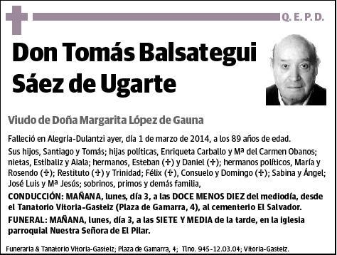 BALSATEGUI SAEZ DE UGARTE,TOMAS