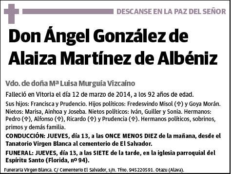 GONZALEZ DE ALAIZA MARTINEZ DE ALBENIZ,ANGEL