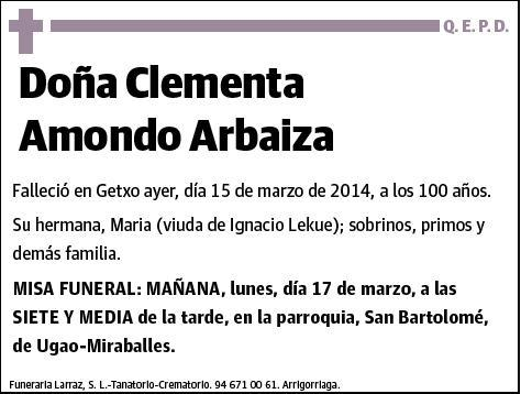 AMONDO ARBAIZA,CLEMENTA