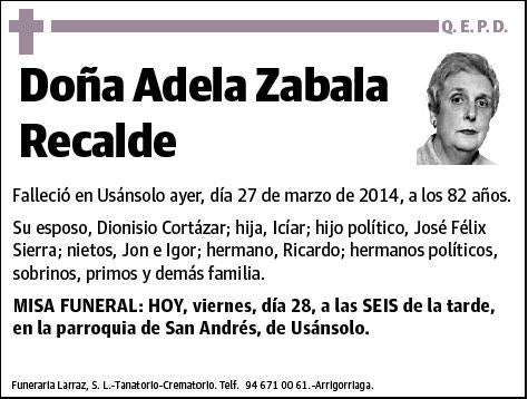 ZABALA RECALDE,ADELA