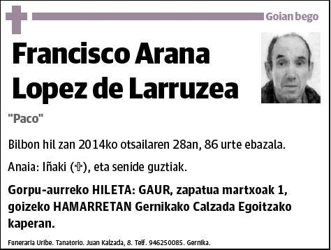 ARANA LOPEZ DE LARRUZEA,FRANCISCO