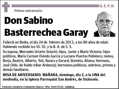 BASTERRECHEA GARAY,SABINO