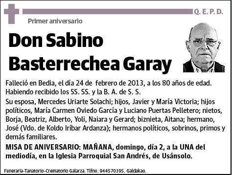 BASTERRECHEA GARAY,SABINO