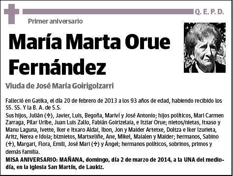 ORUE FERNANDEZ,MARÍA MARTA