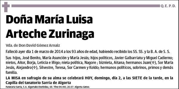 ARTECHE ZURINAGA,MARIA LUISA