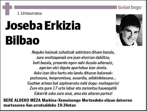ERKIZIA BILBAO,JOSEBA