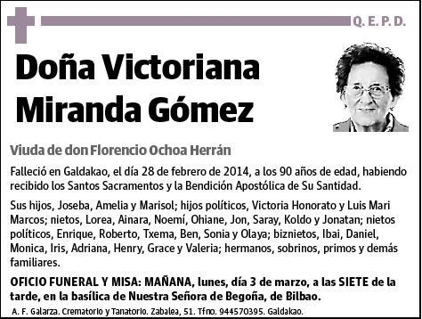 MIRANDA GOMEZ,VICTORIANA