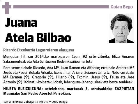 ATELA BILBAO,JUANA